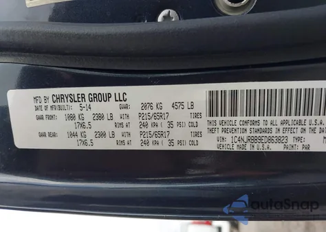 2014 Jeep Patriot Sport из США, поврежденный, VIN 1C4NJRBB9ED863823